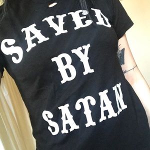 Saved by Satan distressed tee Local Boogeyman SZ M